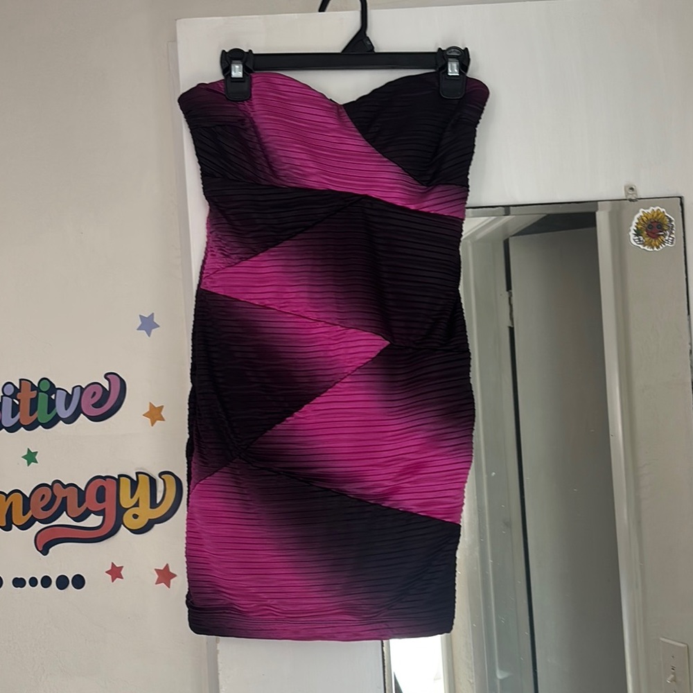 Elegant Pink and Black Strapless Dress